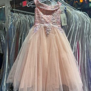 Tiffany Designs Pink Sequin Kids Formal Dress